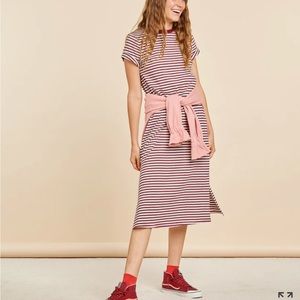 BAN.DO DAHLIA STRIPE MIDI LENGTH TEE DRESS S